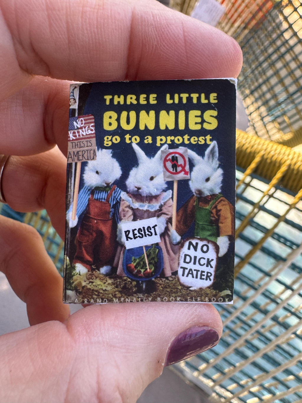 Dollhouse Miniature book, Protest bunnies! dollhouse miniature book 1/12 book dollhouse 1/6 scale book living room 1/12 bookcase political gifts hands off protest