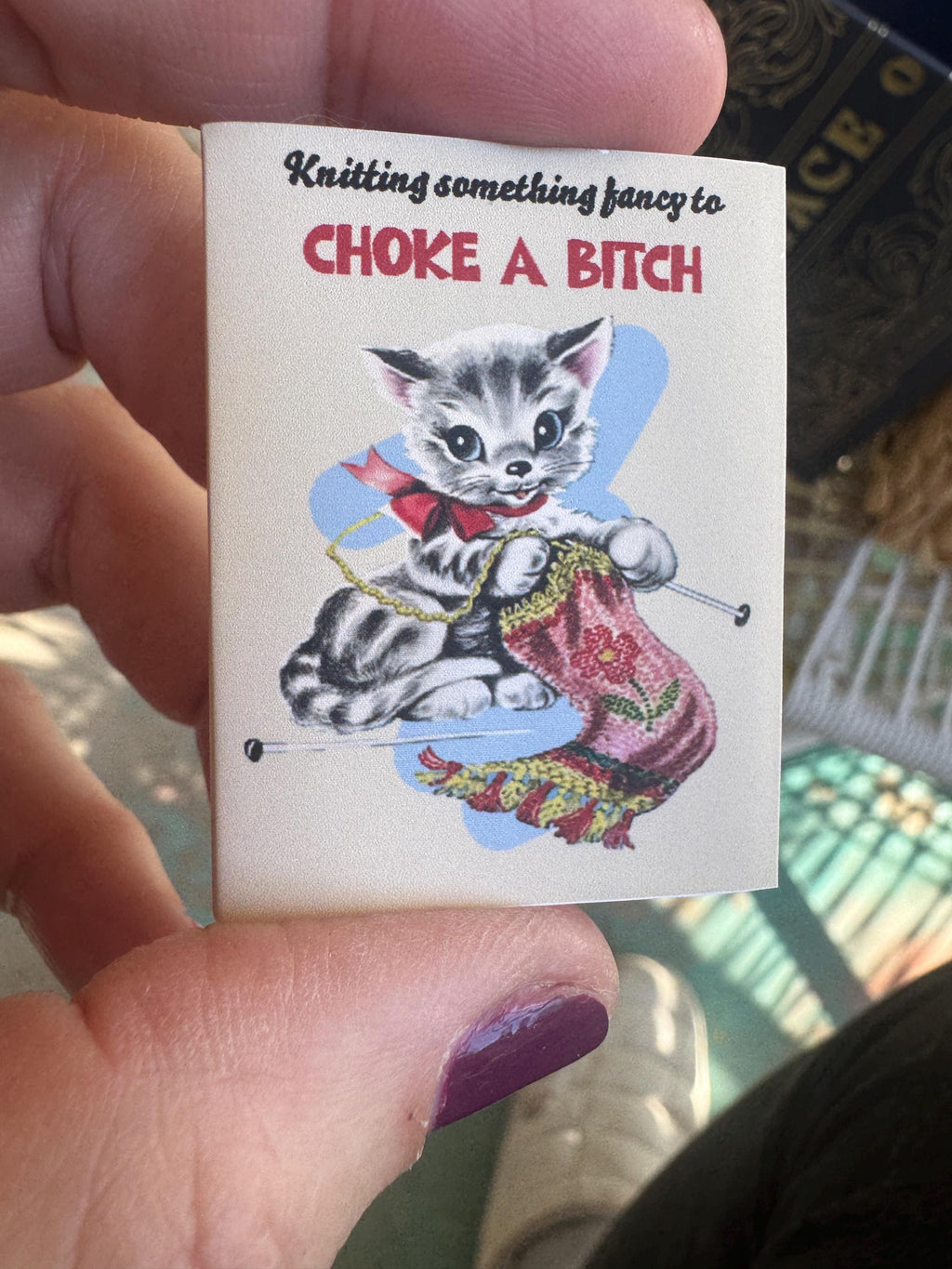 Dollhouse Miniature book, Choke a Bitch, 1/12 scale decor, blank inside, 1/6 scale option