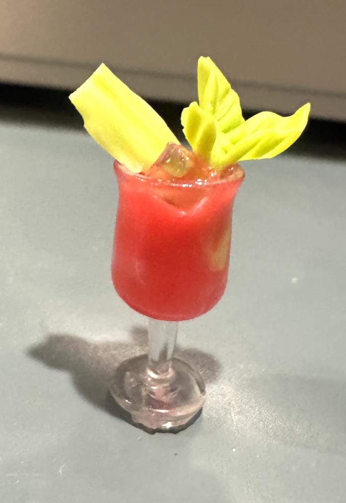 dollhouse miniature cocktail,  BLOODY MARY 1/12 scale alcohol