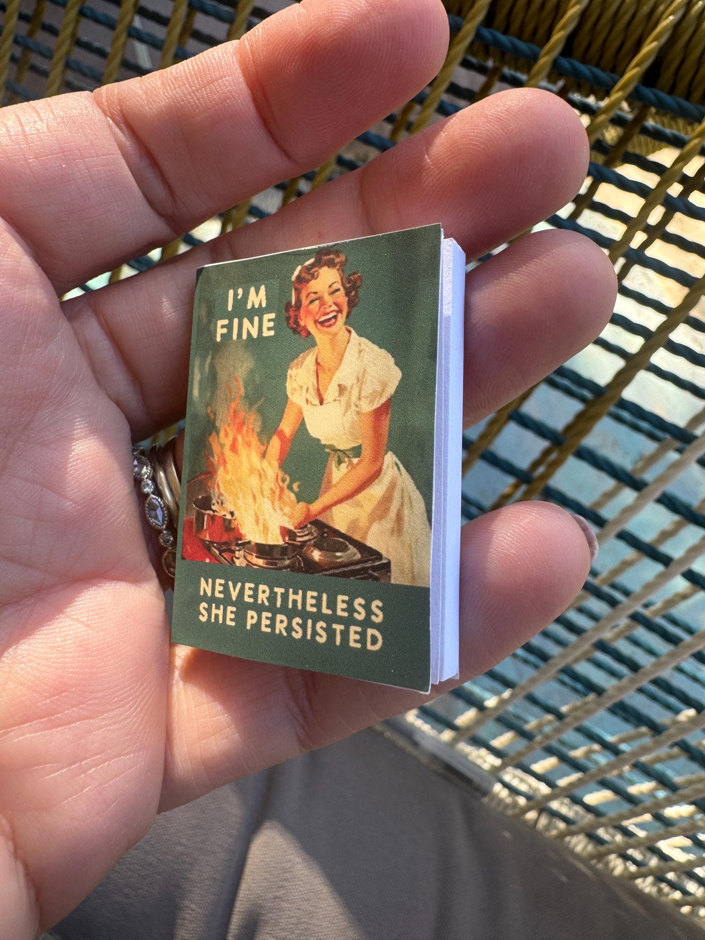 Dollhouse Miniature book, She persisted! dollhouse miniature book 1/12 book dollhouse 1/6 scale living room 1/12 bookcase sarcastic gift humor feminist gifts