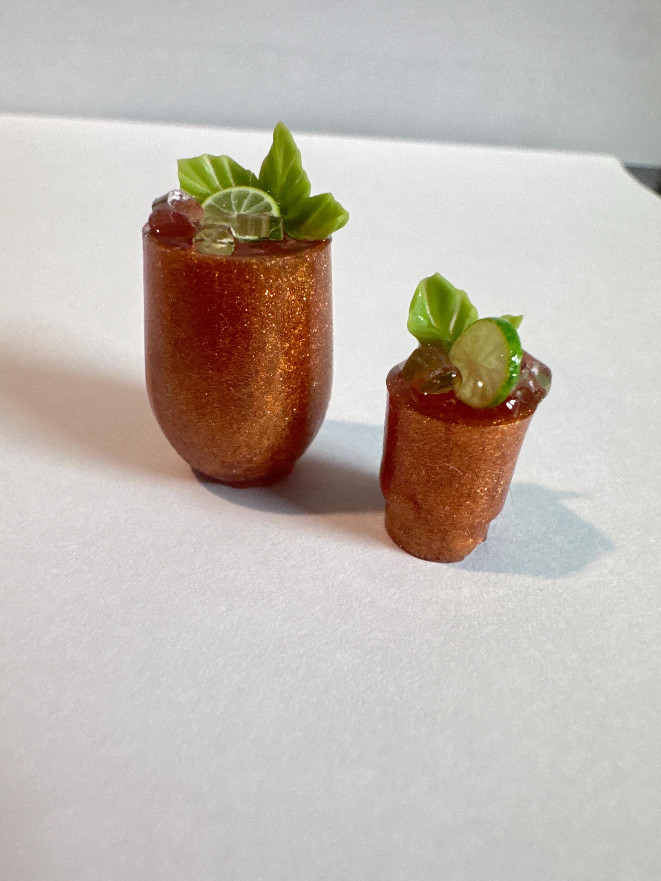 dollhouse miniature drink, Moscow Mule,  1/12 and 1/6 scale cocktail