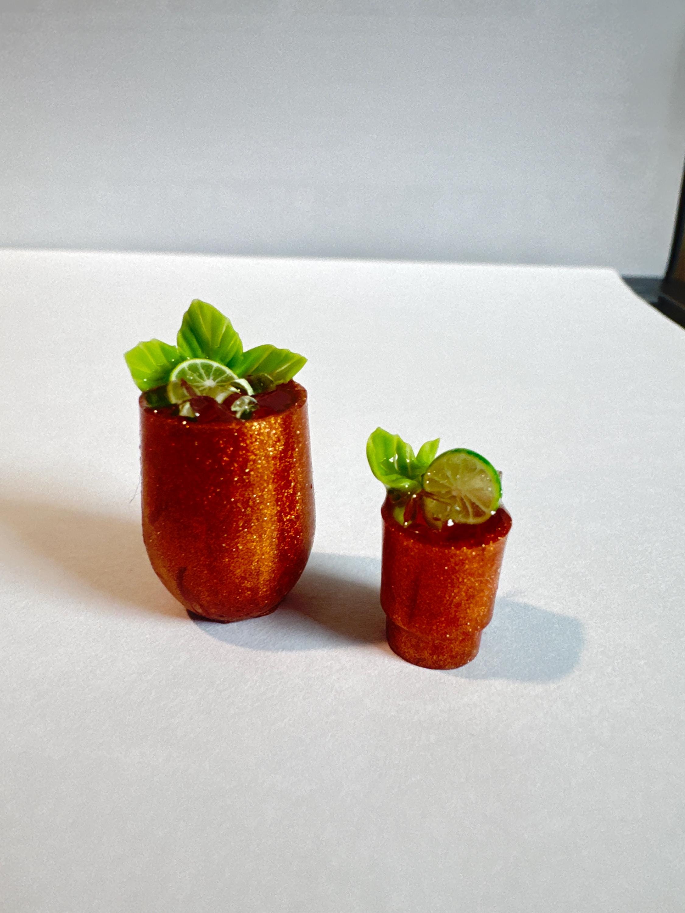 dollhouse miniature drink, Moscow Mule,  1/12 and 1/6 scale cocktail