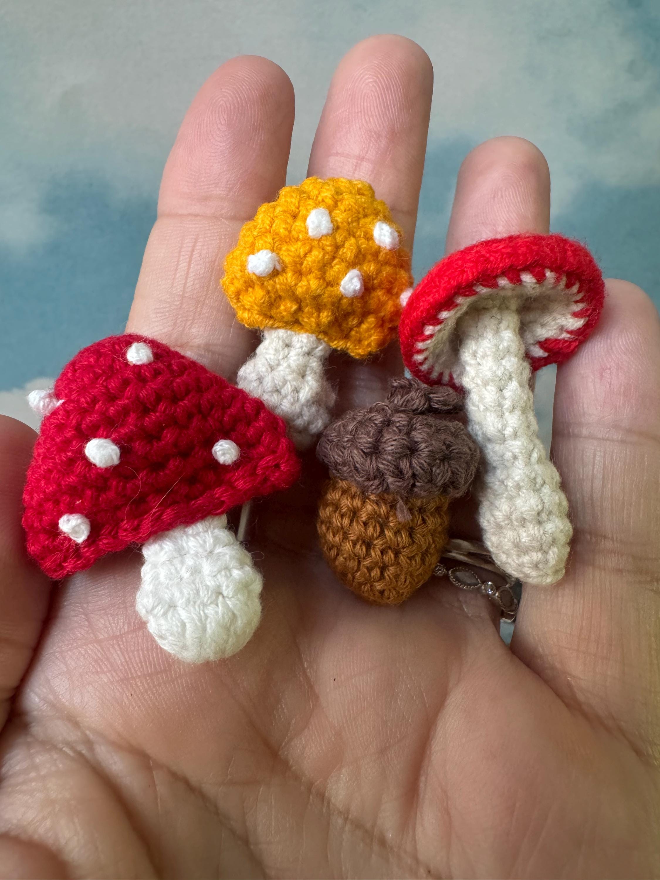 dollhouse miniature pillows for knitted crochet frog, Blythe, and 1/12 or 1/6 doll bedroom accessory pillow, magic mushroom acorn dollhouse decor