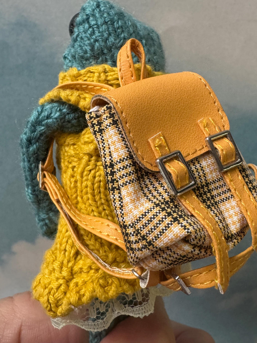 1/6 backpack for Blythe, Knitted frog or Labubu