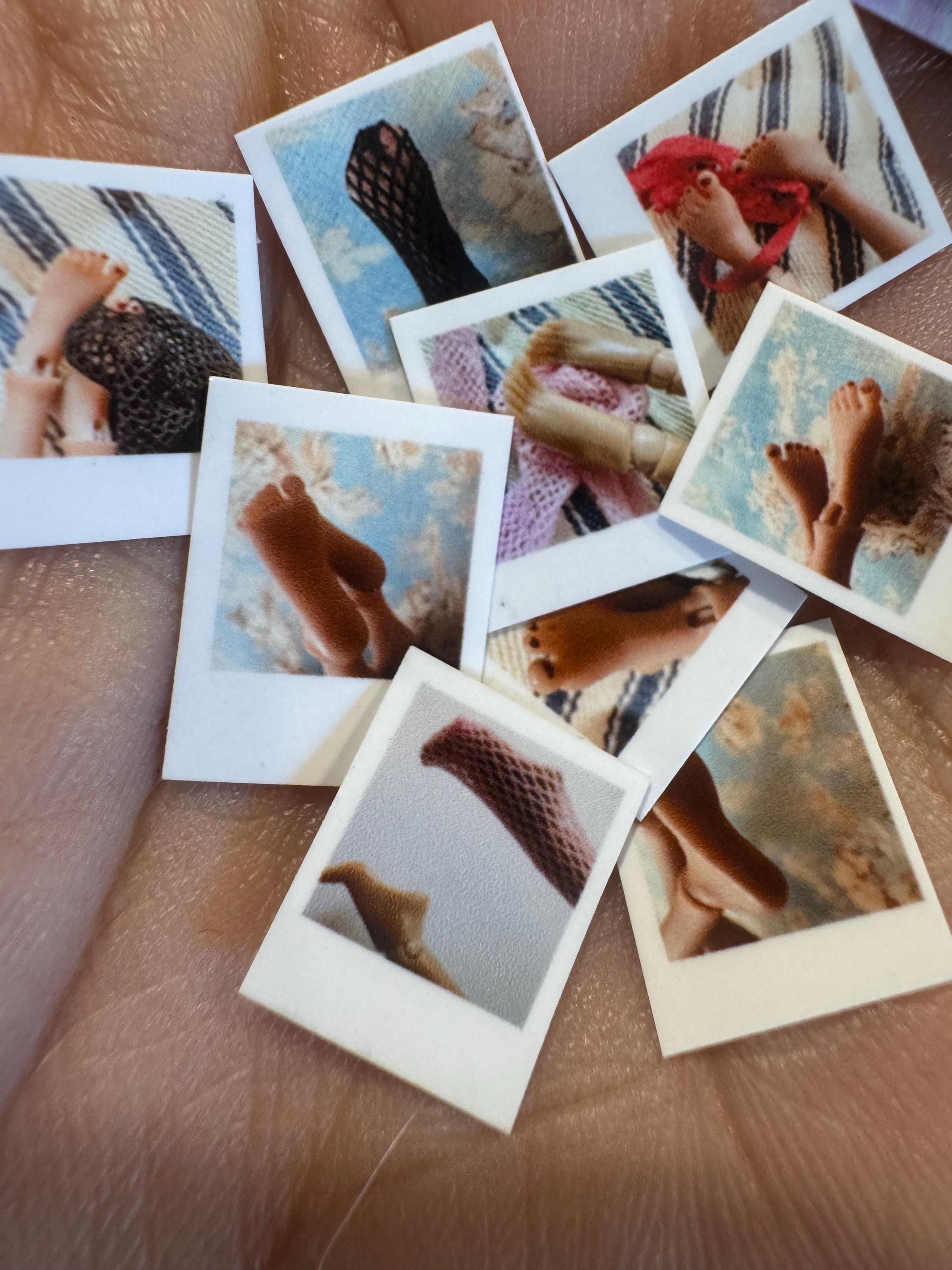 dollhouse miniature book with Polaroids 1/12 dollhouse bedroom decor, satire dolls feet