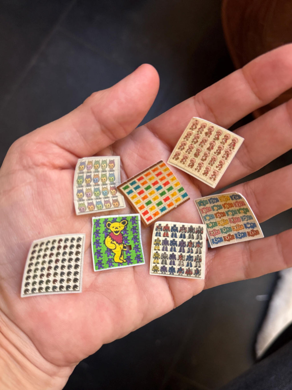 dollhouse fake miniature drugs, acid blotter Grateful Dead inspired, 1980's inspired