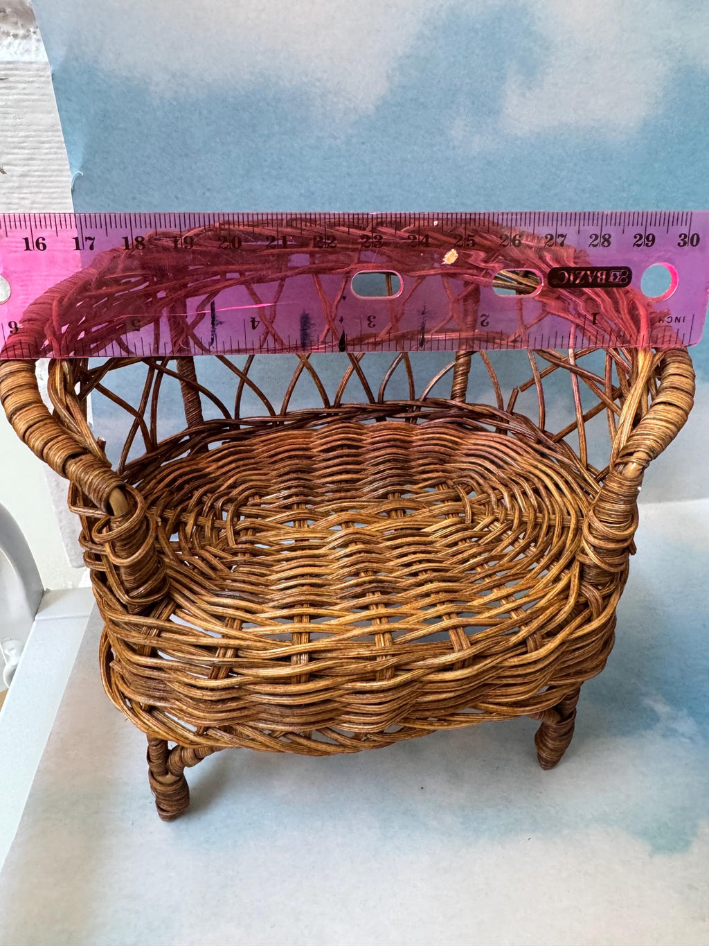 Dollhouse Wicker doll chair,  1/6 chair, Blythe chair, Labubu chair, dollhouse wicker chair, vintage doll furniture