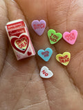 Dollhouse miniature Valentines Day candy hearts, ANTI VALENTINE'S DAY, 1/12 scale 1/6 scale
